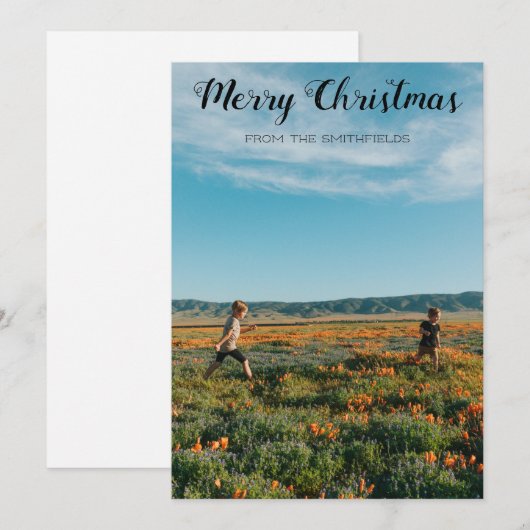 Zonnebloemveld Kerst voor het hele gezin Feestdagenkaart (Voorkant / Achterkant)