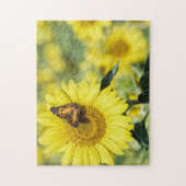 Zonnebloemveld met Butterfly Puzzle Legpuzzel (Verticaal)