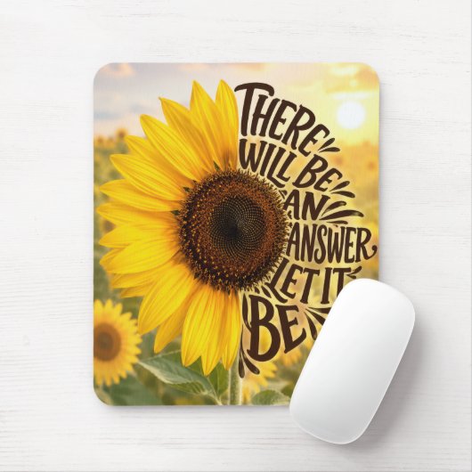 Zonnebloemveld met inspirerende quote muismat (Met muis)