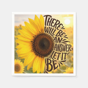 Zonnebloemveld met inspirerende quote servet