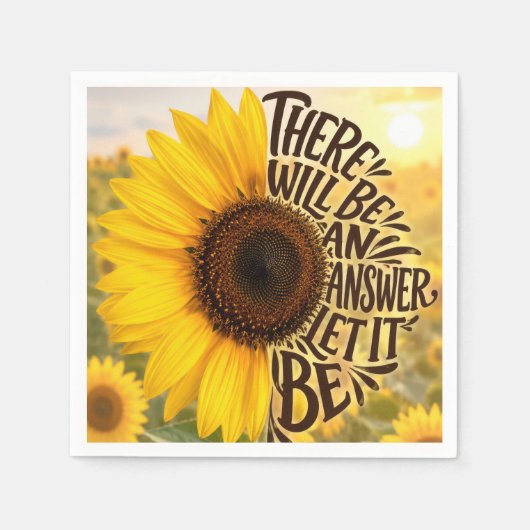 Zonnebloemveld met inspirerende quote servet (Voorkant)