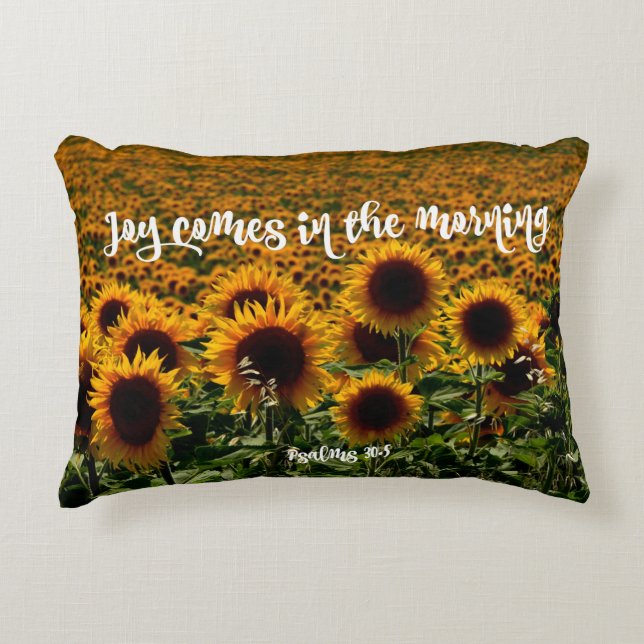 Zonnebloemveld met Joy Bible Verse Decoratief Kussen (Voorkant)