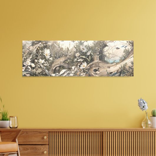 Zonnebloemveld Retro Potlood Schets Kunst Schilder Canvas Afdruk (Insitu (Woonkamer))