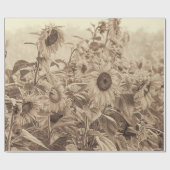 Zonnebloemveld  Sepia Tone-ontkoppeling Cadeaupapier (Vlak)