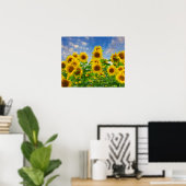 Zonnebloemveld van bloemen poster (Thuiskantoor)
