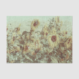 Zonnebloemveld Vintage Antiek Herfst Textuur Tissuepapier