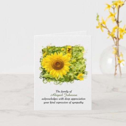 Zonnebloemveld voor sympathie Hartelijk dank Kaart (Gele Bloem)