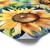 zonnebloemveld-Waterverf Poster (Hoek)