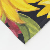 Zonnebloemveld: waterverf zwarte achtergrond fleece deken (Hoek)