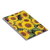Zonnebloemveld: waterverf zwarte achtergrond notitieboek (Rechterzijde)