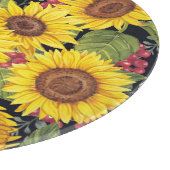 Zonnebloemveld: waterverf zwarte achtergrond snijplank (Hoek)