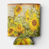 Zonnebloemveld Zomer Groen Geel Rustiek Blikjeskoeler (Voorkant)