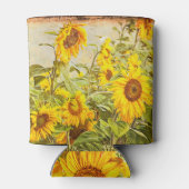 Zonnebloemveld Zomer Groen Geel Rustiek Blikjeskoeler (Achterkant)