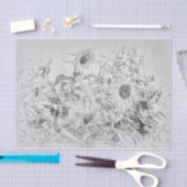  zonnebloemveld zwart en wit, versteld tissuepapier (Craft)