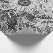Zonnebloemveld  zwart-wit ontkoppeling cadeaupapier (Hoek)