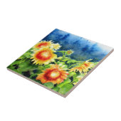 Zonnebloemvelden 2, gele zonnebloemen tegeltje (Zijkant)