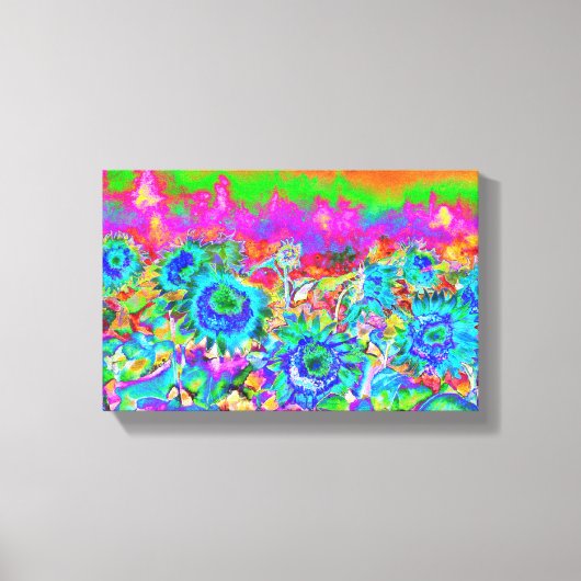 Zonnebloemvelden - blauw canvas afdruk (Voorkant)