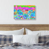 Zonnebloemvelden - blauw canvas afdruk (Insitu (Slaapkamer))