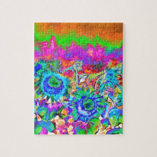 Zonnebloemvelden - blauw legpuzzel (Verticaal)