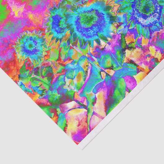 Zonnebloemvelden _ blauw tissuepapier (Detail)