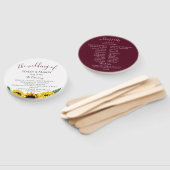 Zonnebloemvelden Bordeaux huwelijksprogramma Handwaaier (Niet-gemonteerd)