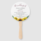 Zonnebloemvelden Bordeaux huwelijksprogramma Handwaaier (Voorkant)