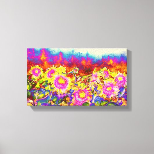 Zonnebloemvelden Canvas Afdruk (Voorkant)