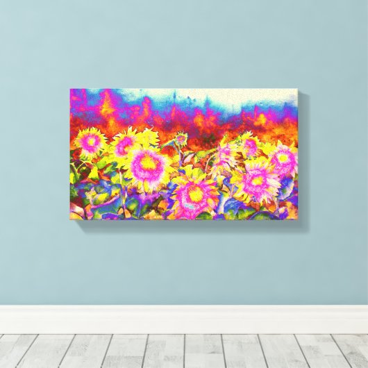 Zonnebloemvelden Canvas Afdruk (Insitu (Houten vloer))