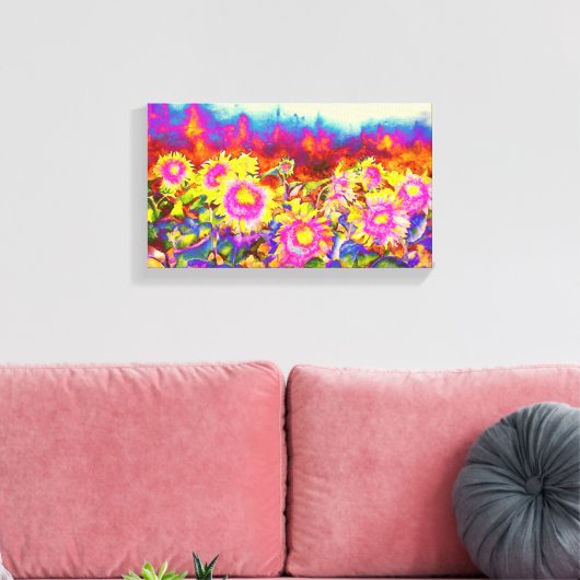 Zonnebloemvelden Canvas Afdruk (Insitu (Woonkamer))