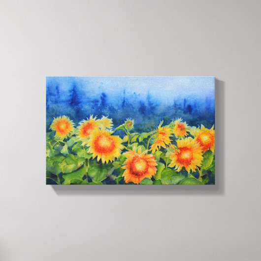 Zonnebloemvelden Canvas Afdruk (Voorkant)