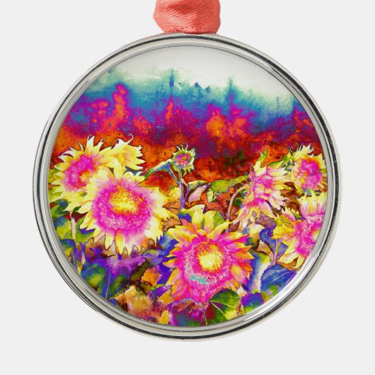 Zonnebloemvelden Metalen Ornament (Voorkant)