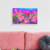 Zonnebloemvelden - roze canvas afdruk (Insitu (Woonkamer))