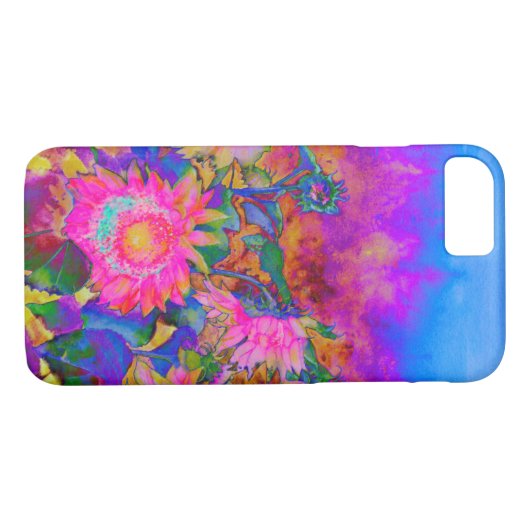 Zonnebloemvelden - roze Case-Mate iPhone case (Achterkant (Horizontaal))