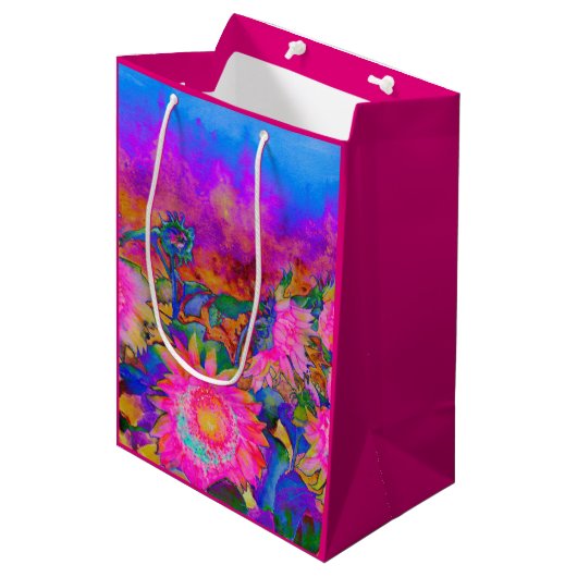 Zonnebloemvelden _ roze medium cadeauzakje (Voorkant Gekanteld)