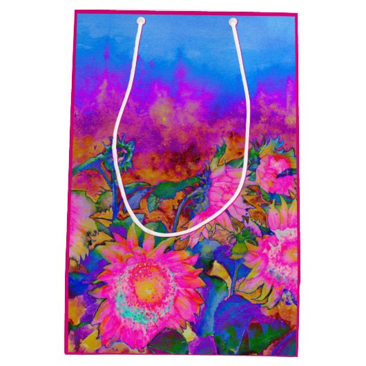 Zonnebloemvelden _ roze medium cadeauzakje (Achterkant)