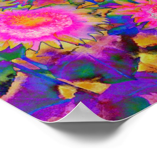 Zonnebloemvelden - roze poster (Hoek)