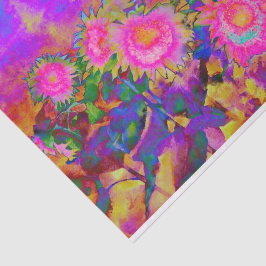 Zonnebloemvelden _ roze tissuepapier (Detail)