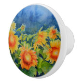 Zonnebloemvelden sinaasappel geel bloemen keramische knop (Rechts)