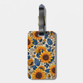 Zonnebloemvelden: stralend schoonheid kunstwerk bagagelabel (Achterkant verticaal)