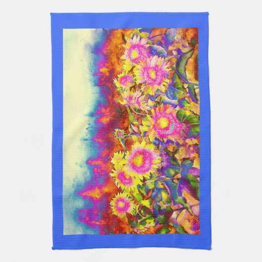 Zonnebloemvelden Theedoek (Verticaal)