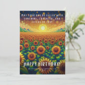 Zonnebloemvelden van Joy Birthday Flat Kaart (Staand voorkant)