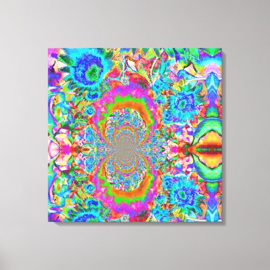 Zonnebloemvelden voor altijd - blauw canvas afdruk (Voorkant)