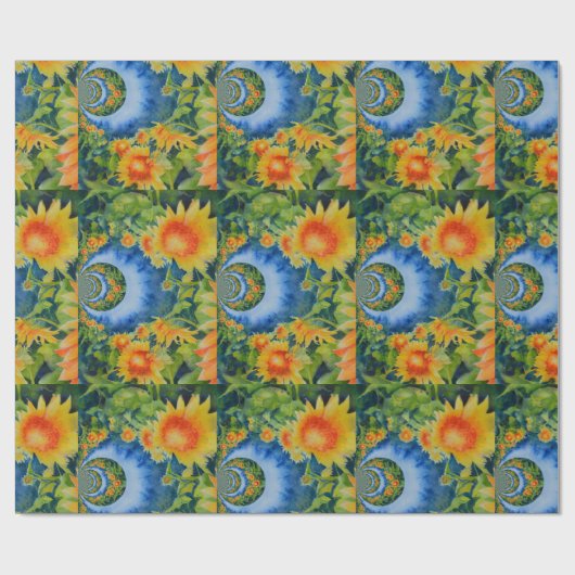 Zonnebloemvelden voor altijd cadeaupapier (Vlak)