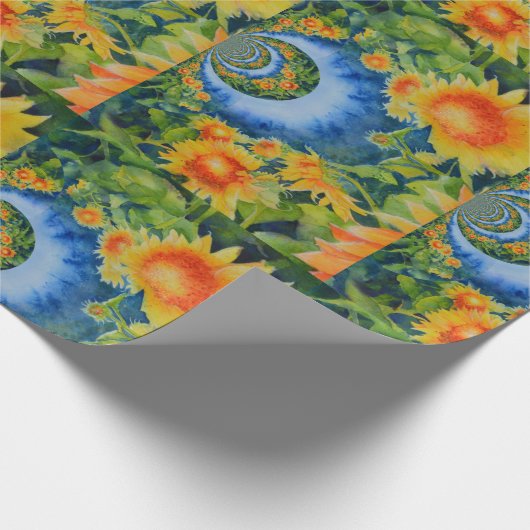 Zonnebloemvelden voor altijd cadeaupapier (Hoek)