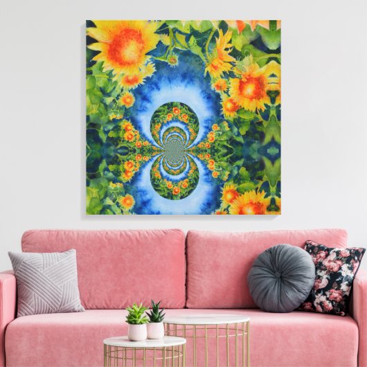 Zonnebloemvelden voor altijd canvas afdruk (Insitu (Woonkamer))