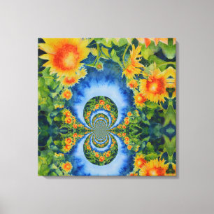 Zonnebloemvelden voor altijd canvas afdruk