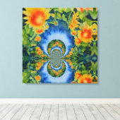 Zonnebloemvelden voor altijd canvas afdruk (Insitu (Houten vloer))