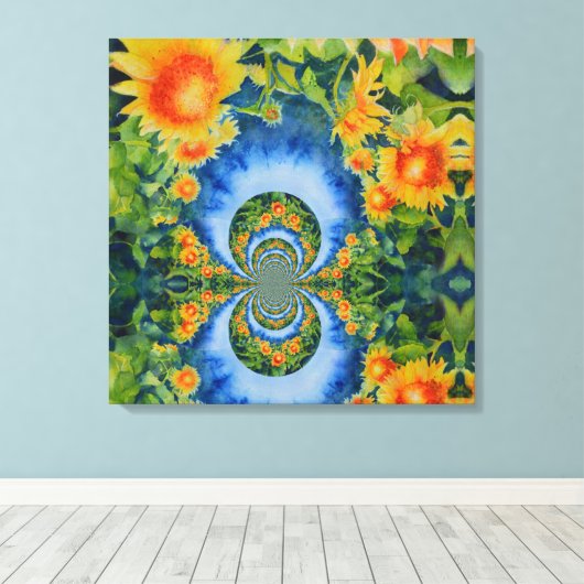 Zonnebloemvelden voor altijd canvas afdruk (Insitu (Houten vloer))