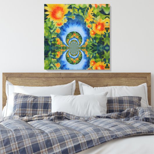 Zonnebloemvelden voor altijd canvas afdruk (Insitu (Slaapkamer))