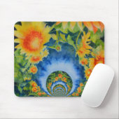 Zonnebloemvelden voor altijd muismat (Met muis)